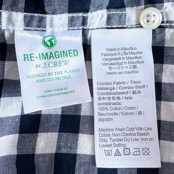 J.CREW Men Navy White Gingham Buttoned Down Slim Untucked Shirt Size Small NWoT - Picture 4 of 6